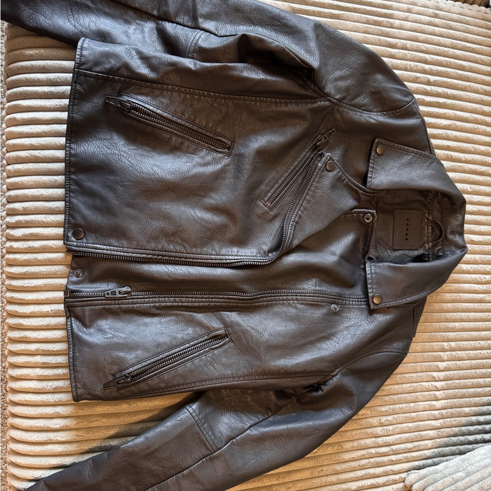 Women’s Black Saige Faux-Leather Moto Jacket